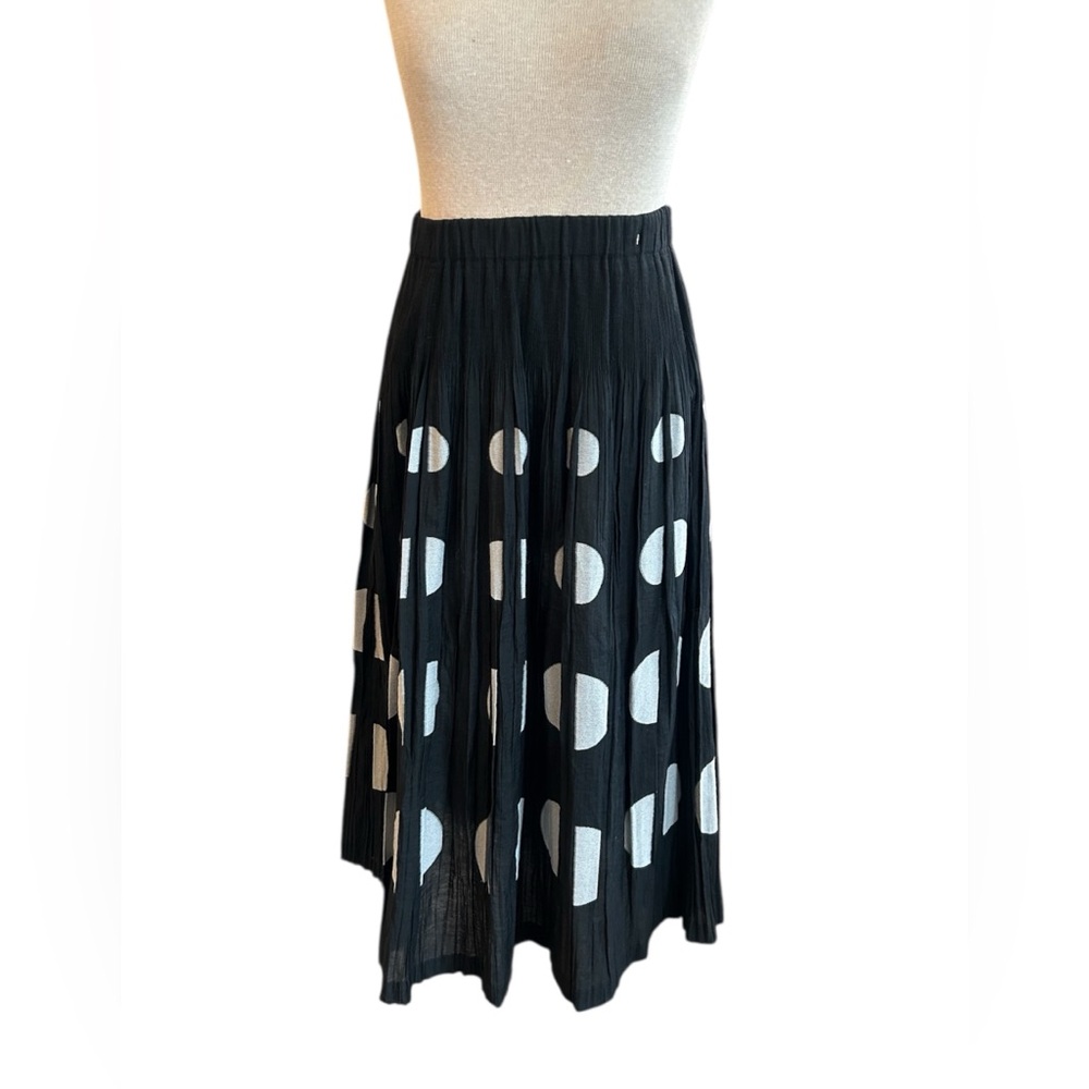 Made in Japan Black & White Dots Midi Skirt Elegant Long Length S-M